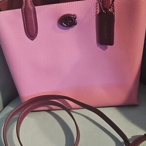 Coach Pink Pebbled Leather Tote Bag
